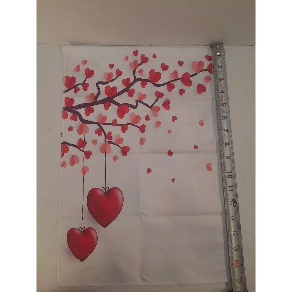 NEW Home & Garden 1pc‎ Double Sided Valentines White W/Hearts Garden Flag 12x17